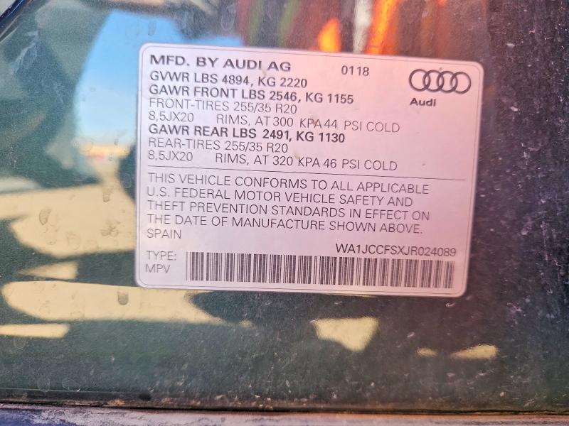Aukcja sprzedaży 2018 Audi Q3, vin: WA1JCCFSXJR024089, numer aukcji: 46549226