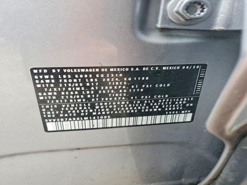 79930725 :رقم المزاد ، 3VV2B7AX8LM141005 vin ، 2020 Volkswagen Tiguan مزاد بيع