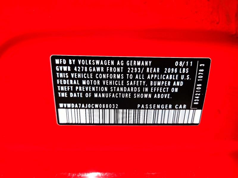 2012 Volkswagen Golf მანქანა იყიდება აუქციონზე, vin: WVWDA7AJ0CW088032, აუქციონის ნომერი: 41921826