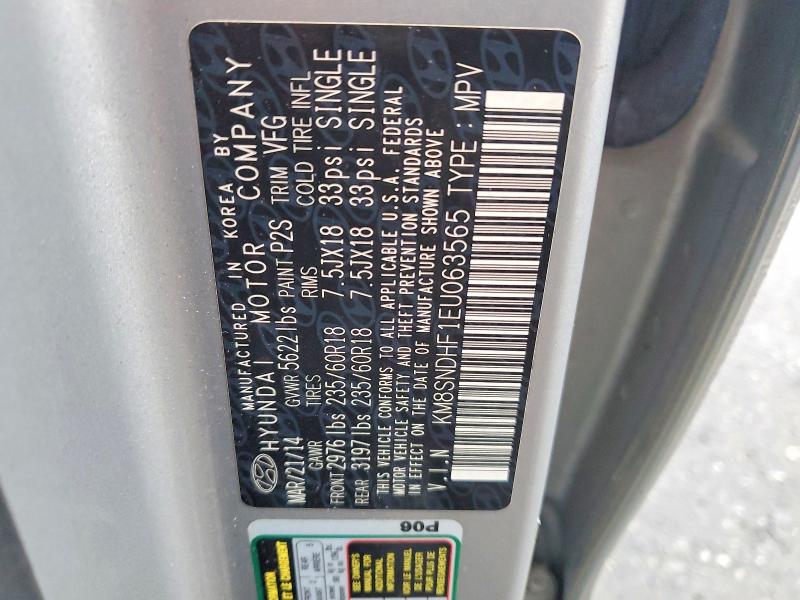 Aukcja sprzedaży 2014 Hyundai Santa Fe, vin: KM8SNDHF1EU063565, numer aukcji: 46098286