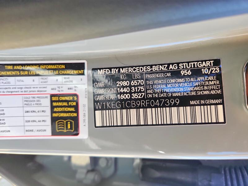 Aukcja sprzedaży 2024 Mercedes-benz Eqe Sedan, vin: W1KEG1CB9RF047399, numer aukcji: 45494466