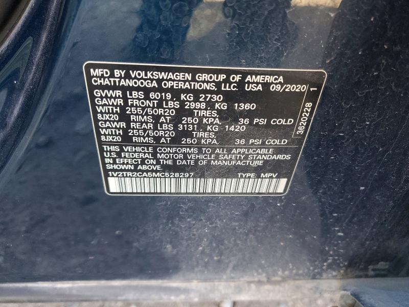 Aukcja sprzedaży 2021 Volkswagen Atlas, vin: 1V2TR2CA5MC528297, numer aukcji: 45574256