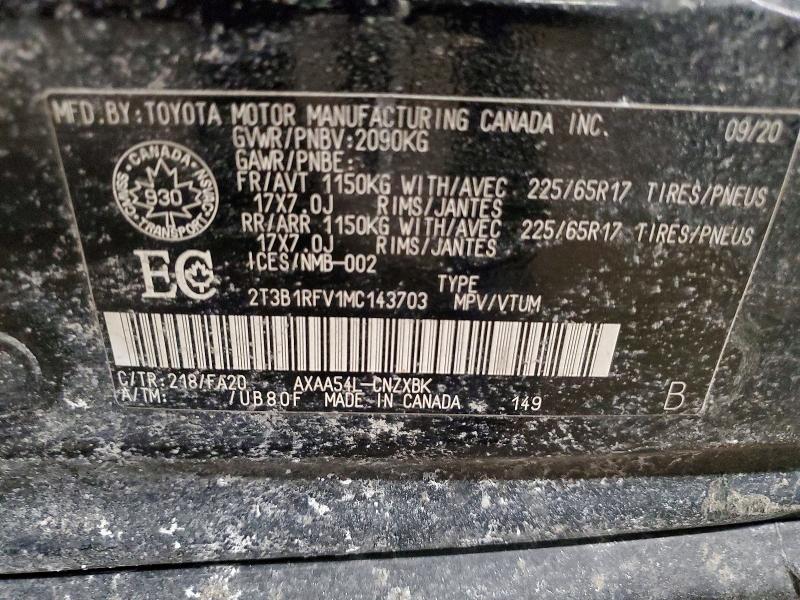 Aukcja sprzedaży 2021 Toyota Rav4, vin: 2T3B1RFV1MC143703, numer aukcji: 79686915
