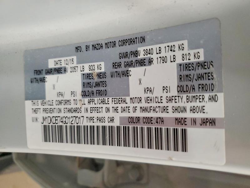 46039716 :رقم المزاد ، JM1DKDB74G0127017 vin ، 2016 Mazda Cx-3 مزاد بيع