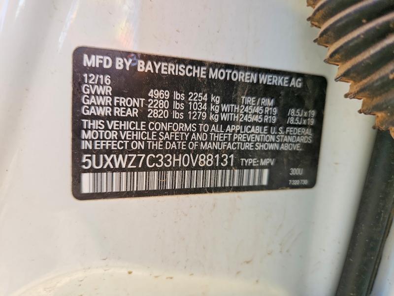 Продаж на аукціоні авто 2017 Bmw X3, vin: 5UXWZ7C33H0V88131, номер лоту: 46220596