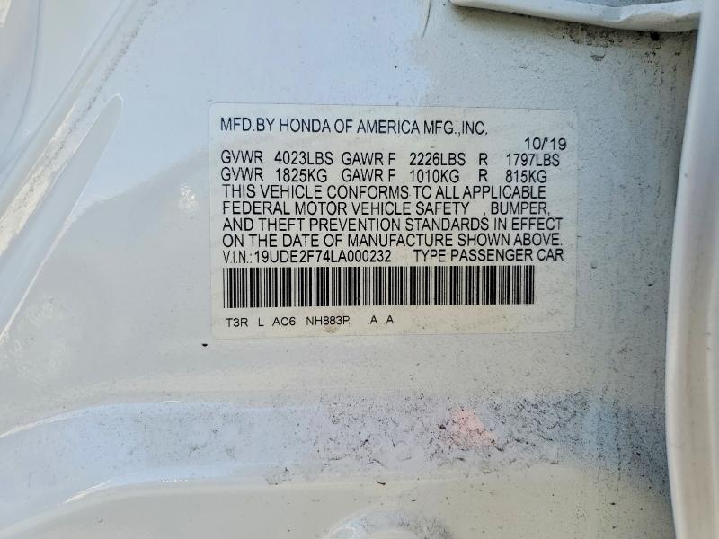 Aukcja sprzedaży 2020 Acura Ilx, vin: 19UDE2F74LA000232, numer aukcji: 48215146