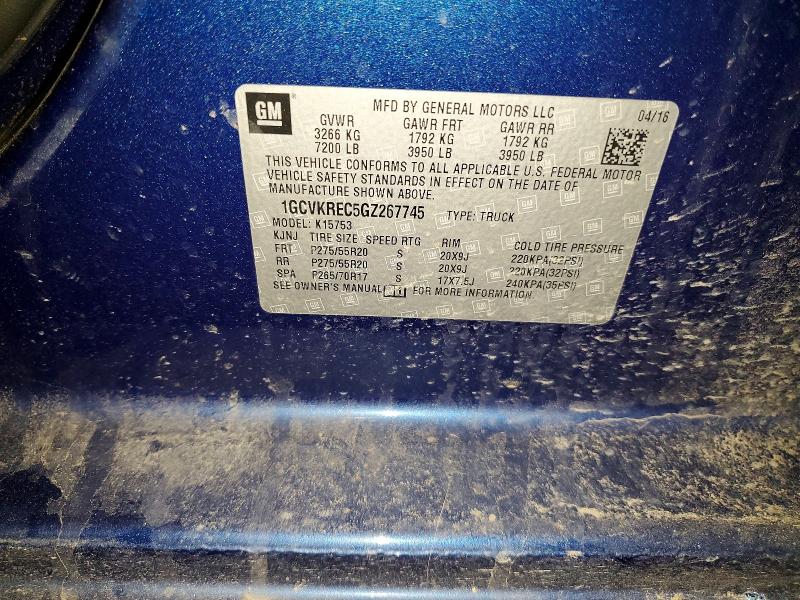 2016 Chevrolet Silverado მანქანა იყიდება აუქციონზე, vin: 1GCVKREC5GZ267745, აუქციონის ნომერი: 46562136