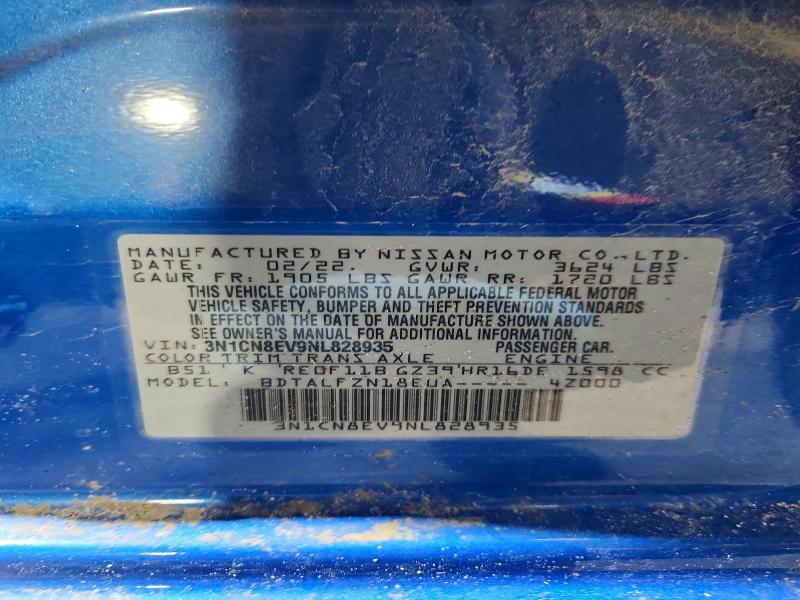 Aukcja sprzedaży 2022 Nissan Versa, vin: 3N1CN8EV9NL828935, numer aukcji: 46097656