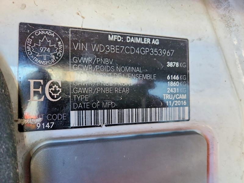 45679436 :رقم المزاد ، WD3BE7CD4GP353967 vin ، 2016 Mercedes Benz Sprinter مزاد بيع