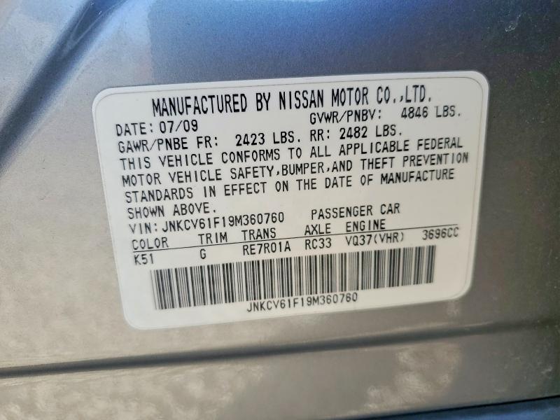 Aukcja sprzedaży 2009 Infiniti G37 Sedan, vin: JNKCV61F19M360760, numer aukcji: 41707996