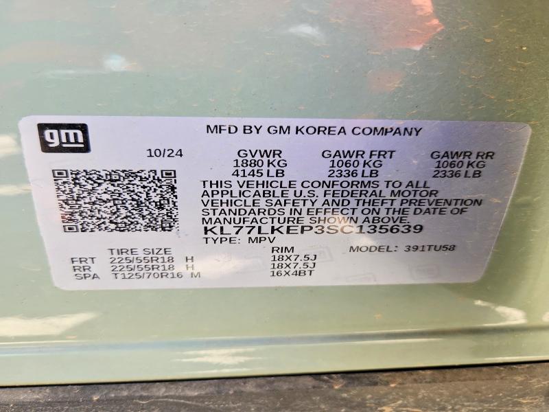 Продажа на аукционе авто 2025 Chevrolet Trax, vin: KL77LKEP3SC135639, номер лота: 46154626