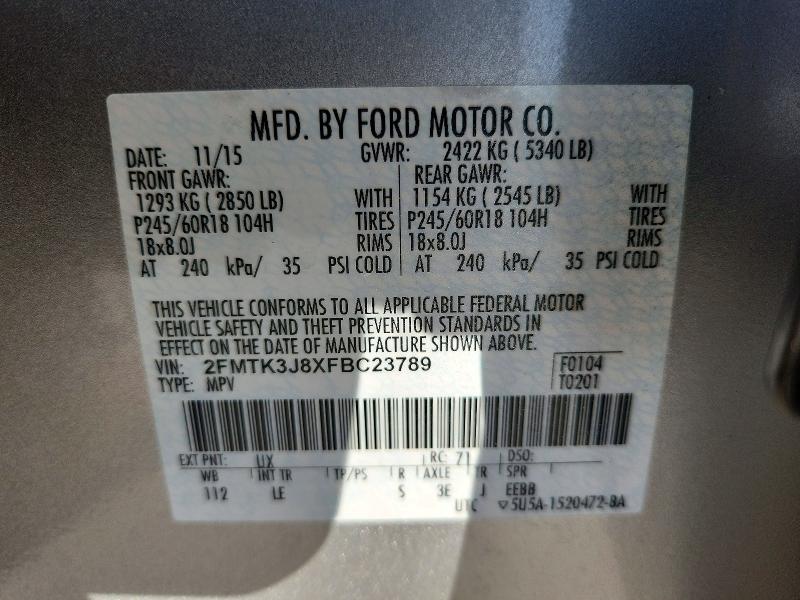 Aukcja sprzedaży 2015 Ford Edge, vin: 2FMTK3J8XFBC23789, numer aukcji: 47441946