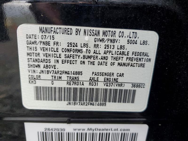 47126716 :رقم المزاد ، JN1BV7AR2FM414885 vin ، 2015 Infiniti Q50 مزاد بيع
