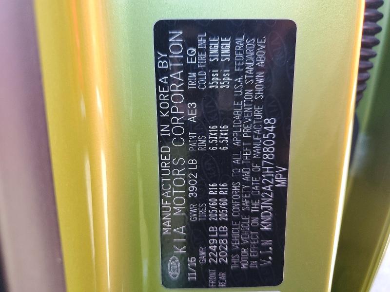 Продаж на аукціоні авто 2017 Kia Soul, vin: KNDJN2A21H7880548, номер лоту: 45631636