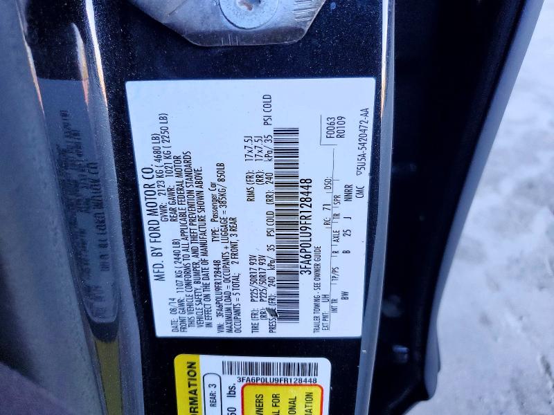 Aukcja sprzedaży 2015 Ford Fusion, vin: 3FA6P0LU9FR128448, numer aukcji: 79657895