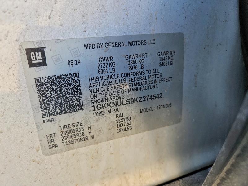 Aukcja sprzedaży 2019 Gmc Acadia, vin: 1GKKNULS9KZ274542, numer aukcji: 77756215