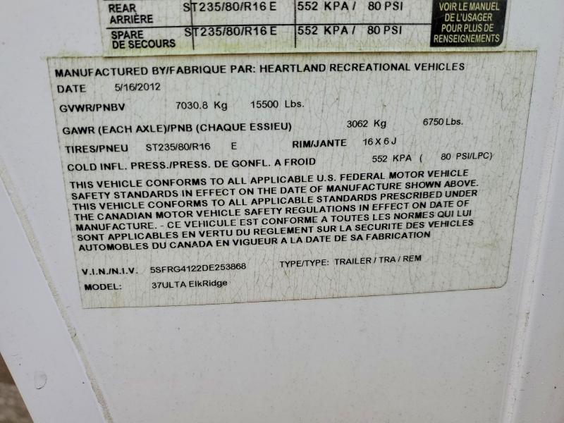 Продаж на аукціоні авто 2013 Heartland Rv Elkridge Elkridge Express, vin: 5SFRG4122DE253868, номер лоту: 47977066