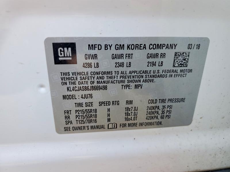Aukcja sprzedaży 2018 Buick Encore, vin: KL4CJASB6JB669498, numer aukcji: 45593016
