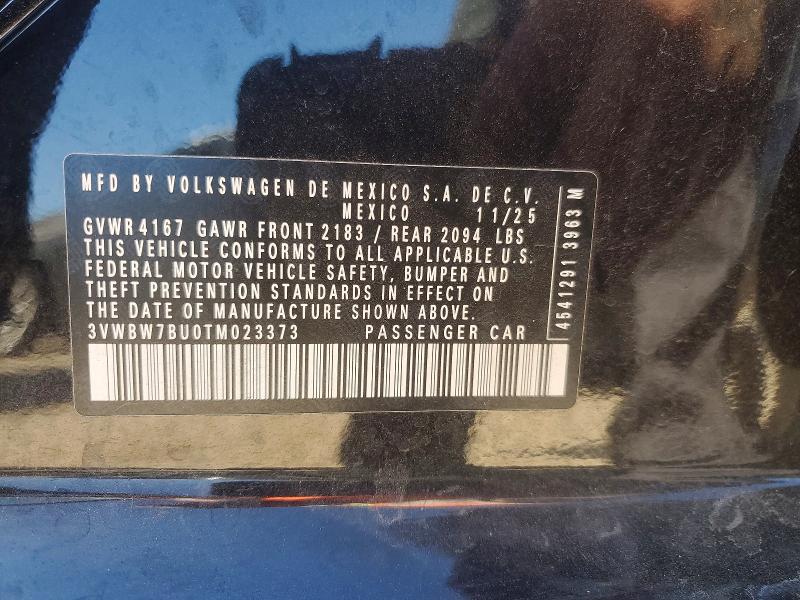 2026 Volkswagen Jetta მანქანა იყიდება აუქციონზე, vin: 3VWBW7BU0TM023373, აუქციონის ნომერი: 46821866