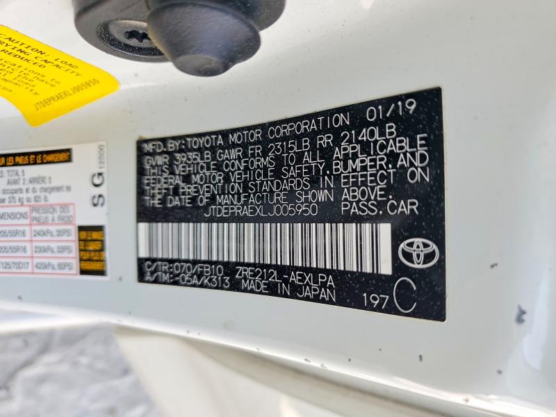 47205976 :رقم المزاد ، JTDEPRAEXLJ005950 vin ، 2020 Toyota Corolla مزاد بيع