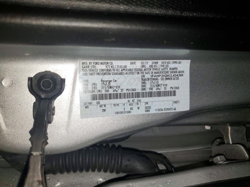 79617125 :رقم المزاد ، 1FAHP3H24CL434369 vin ، 2012 Ford Focus مزاد بيع