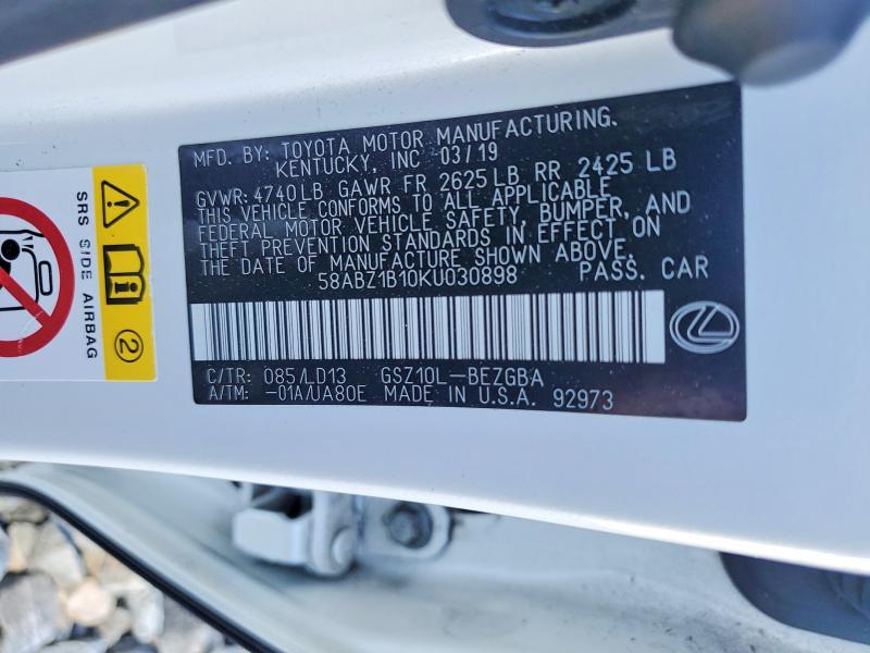 Aukcja sprzedaży 2019 Lexus Es 350, vin: 58ABZ1B10KU030898, numer aukcji: 79987435