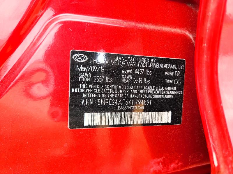 47686506 :رقم المزاد ، 5NPE24AF6KH794891 vin ، 2019 Hyundai Sonata مزاد بيع