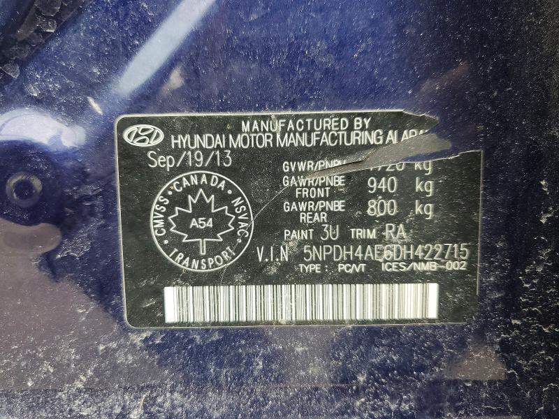 Продажа на аукционе авто 2013 Hyundai Elantra, vin: 5NPDH4AE6DH422715, номер лота: 46910816