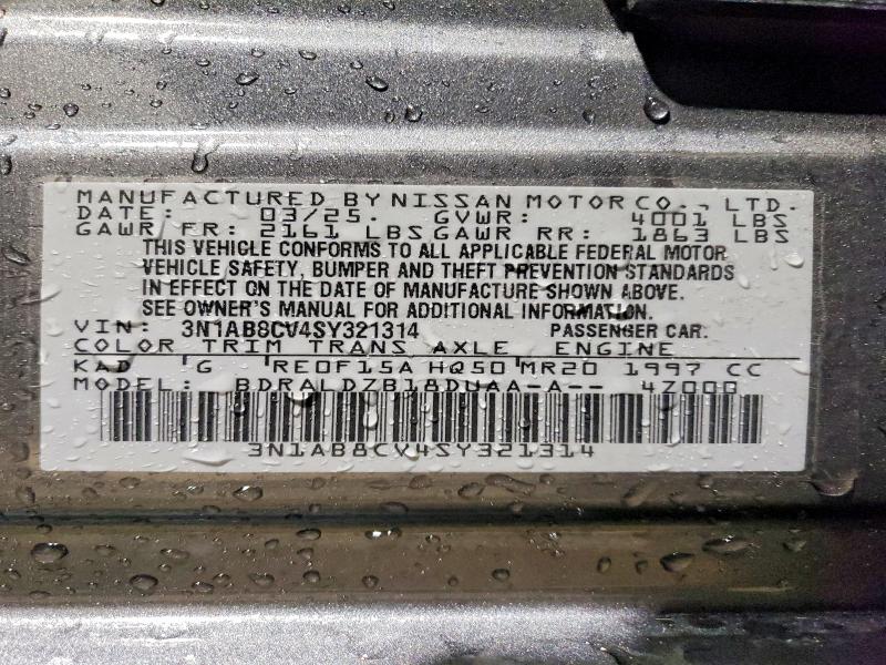 2025 Nissan Sentra მანქანა იყიდება აუქციონზე, vin: 3N1AB8CV4SY321314, აუქციონის ნომერი: 45526806