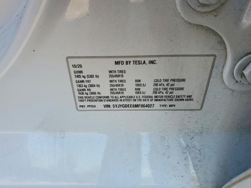 Aukcja sprzedaży 2021 Tesla Model Y, vin: 5YJYGDEE6MF064027, numer aukcji: 46045476
