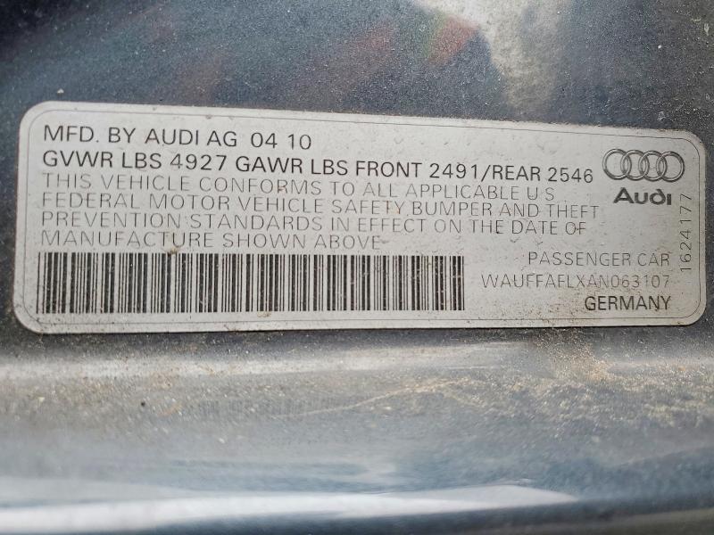 2010 Audi A4 მანქანა იყიდება აუქციონზე, vin: WAUFFAFLXAN063107, აუქციონის ნომერი: 46808186