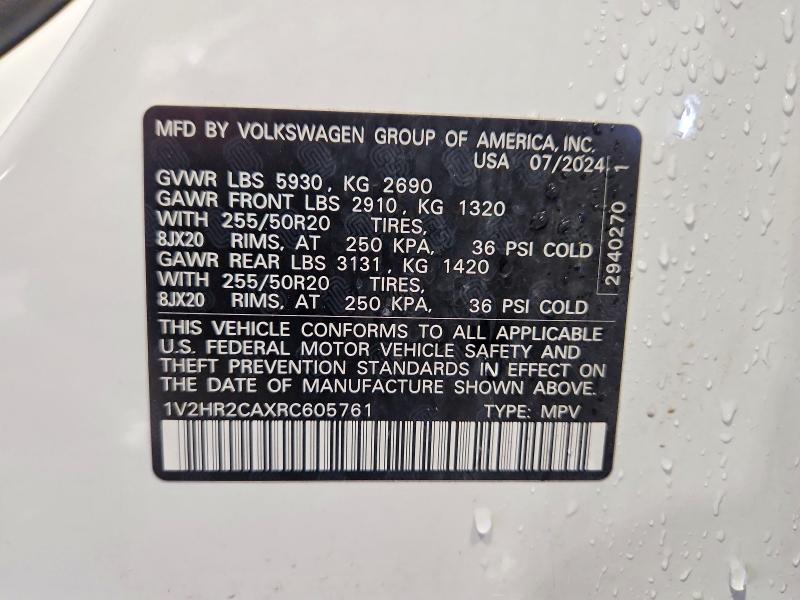 Aukcja sprzedaży 2024 Volkswagen Atlas, vin: 1V2HR2CAXRC605761, numer aukcji: 45945726