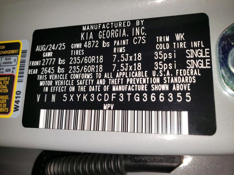 Auction sale of the 2026 Kia Sportage, vin: 5XYK3CDF3TG366355, lot number: 41929946