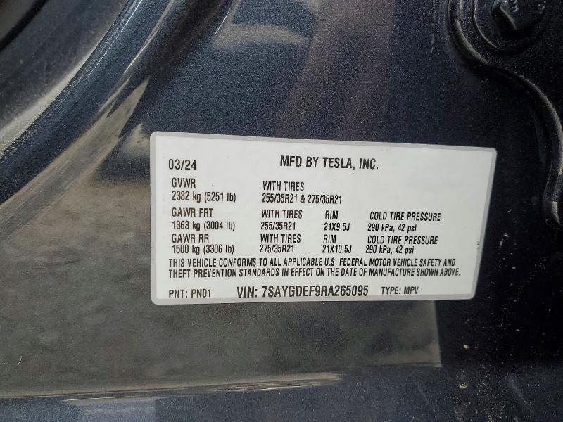 Продажа на аукционе авто 2024 Tesla Model Y, vin: 7SAYGDEF9RA265095, номер лота: 46195346