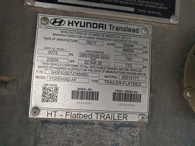 2019 Hyundai Translead Inc Unknown მანქანა იყიდება აუქციონზე, vin: 3H3F532C7JT454001, აუქციონის ნომერი: 47022626