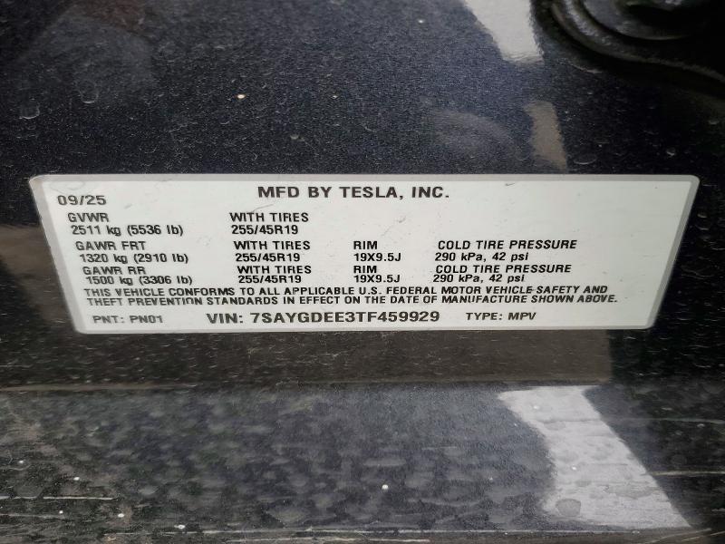 Продаж на аукціоні авто 2026 Tesla Model Y, vin: 7SAYGDEE3TF459929, номер лоту: 78779975