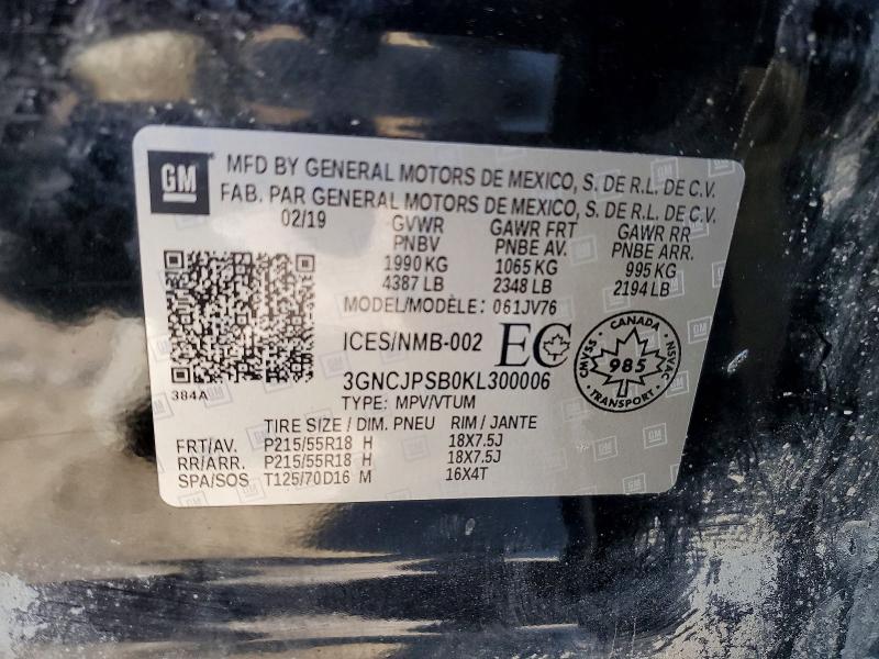 Продаж на аукціоні авто 2019 Chevrolet Trax, vin: 3GNCJPSB0KL300006, номер лоту: 47555656