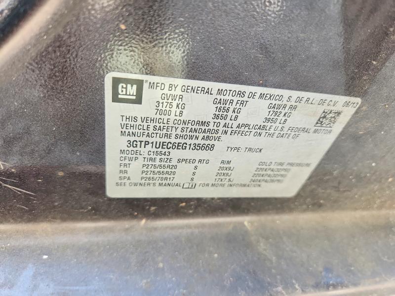47949406 :رقم المزاد ، 3GTP1UEC6EG135668 vin ، 2014 Gmc Sierra مزاد بيع