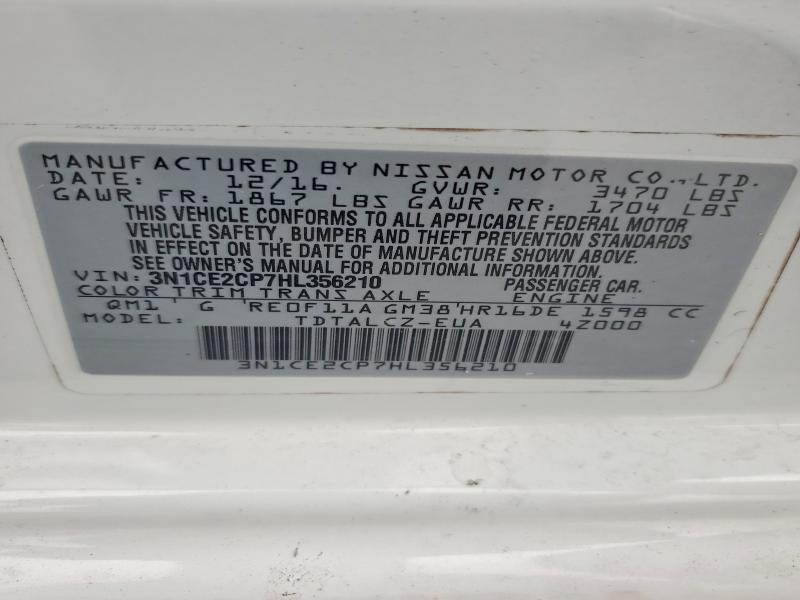 79021575 :رقم المزاد ، 3N1CE2CP7HL356210 vin ، 2017 Nissan Versa Note مزاد بيع