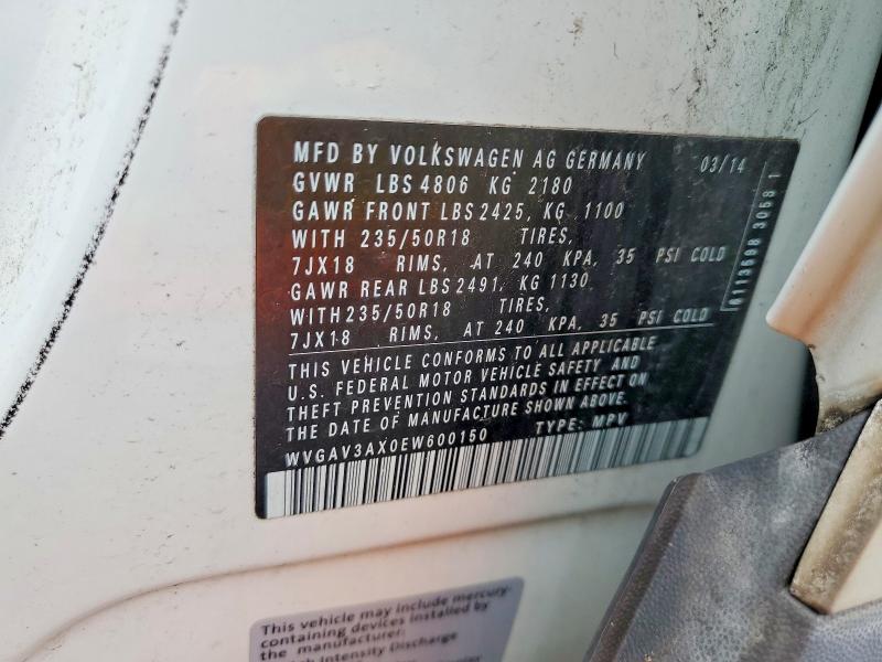 Продаж на аукціоні авто 2014 Volkswagen Tiguan, vin: WVGAV3AX0EW600150, номер лоту: 47293026