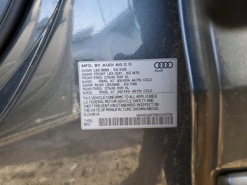 46869446 :رقم المزاد ، WA1DGBFE6ED012739 vin ، 2014 Audi Q7 مزاد بيع