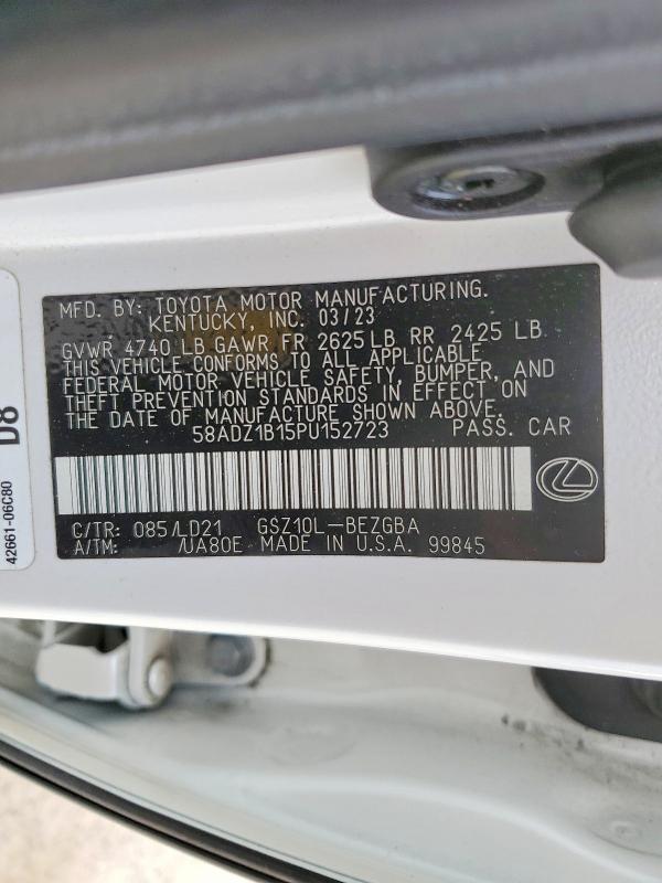 Aukcja sprzedaży 2023 Lexus Es 350, vin: 58ADZ1B15PU152723, numer aukcji: 47016546