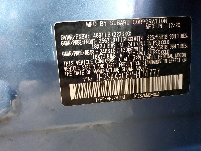 Продажа на аукционе авто 2021 Subaru Forester, vin: JF2SKAXC6MH474777, номер лота: 46712236