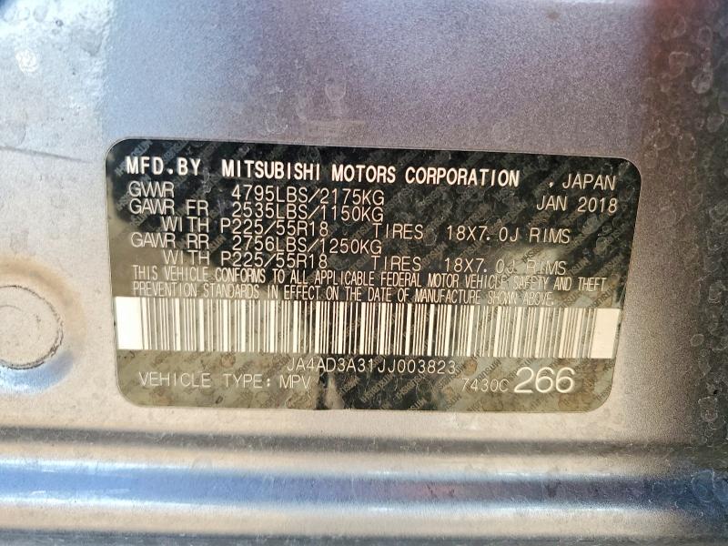 Aukcja sprzedaży 2018 Mitsubishi Outlander, vin: JA4AD3A31JJ003823, numer aukcji: 47640376
