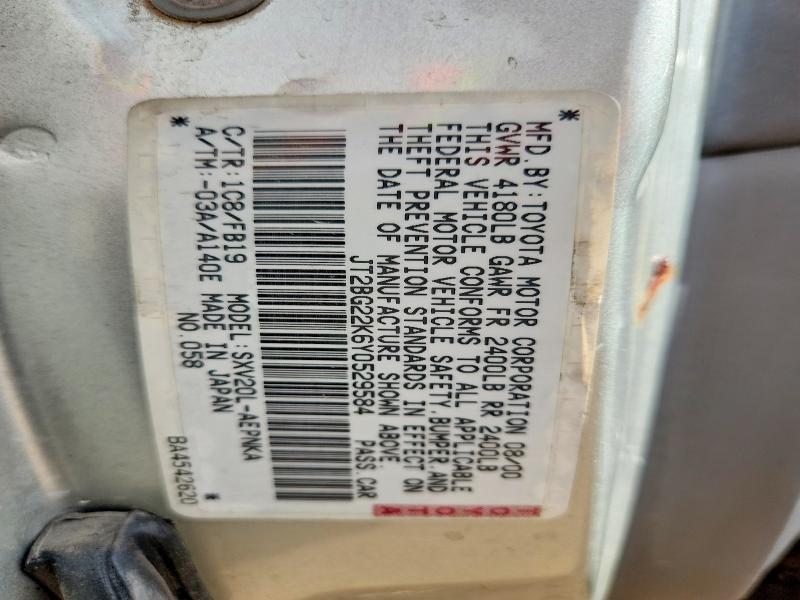 Aukcja sprzedaży 2000 Toyota Camry, vin: JT2BG22K6Y0529584, numer aukcji: 48171286