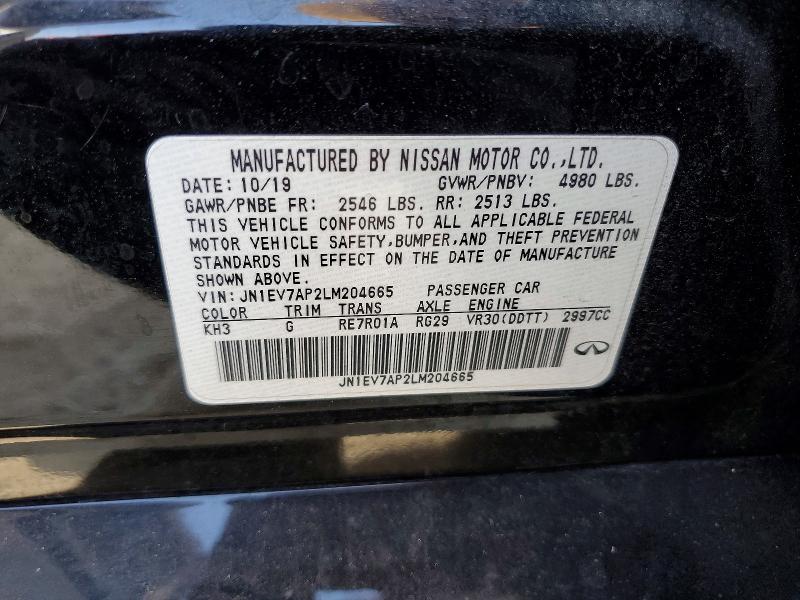 2020 Infiniti Q50 მანქანა იყიდება აუქციონზე, vin: JN1EV7AP2LM204665, აუქციონის ნომერი: 47142326