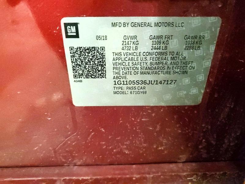 Продажа на аукционе авто 2018 Chevrolet Impala, vin: 1G1105S36JU147127, номер лота: 47810016