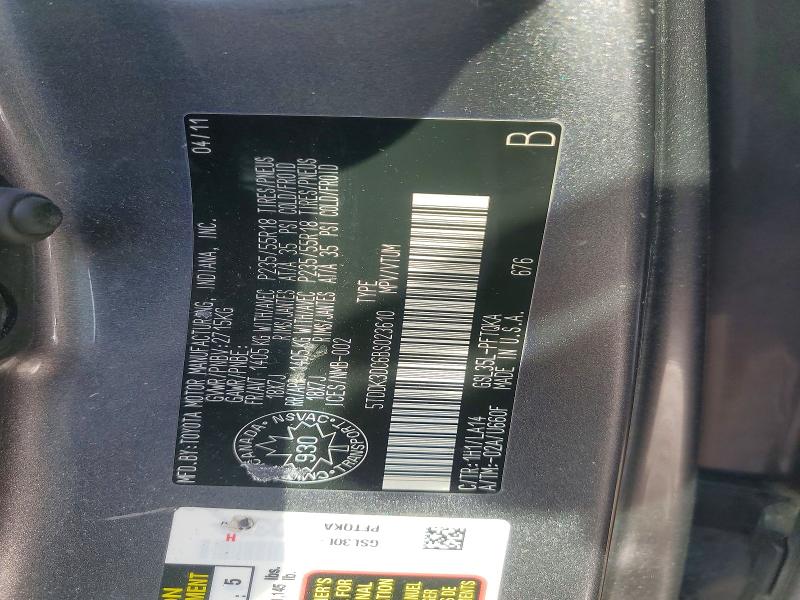 78261615 :رقم المزاد ، 5TDDK3DC6BS023610 vin ، 2011 Toyota Sienna مزاد بيع