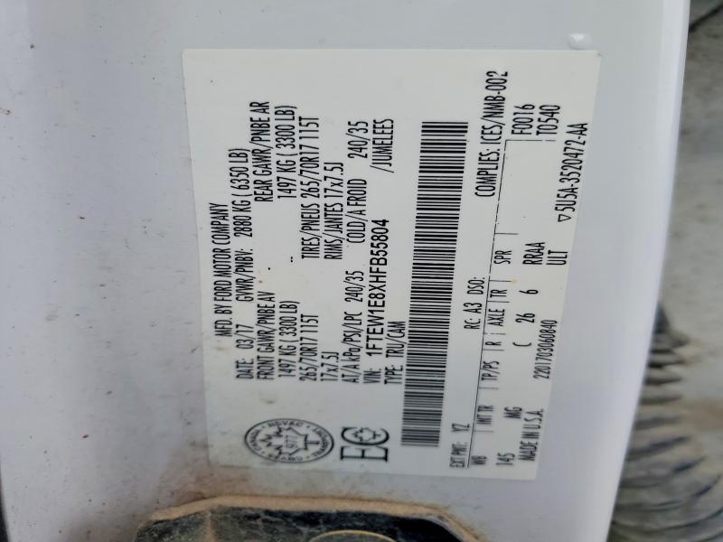 Aukcja sprzedaży 2017 Ford F150, vin: 1FTEW1E8XHFB55804, numer aukcji: 47562216