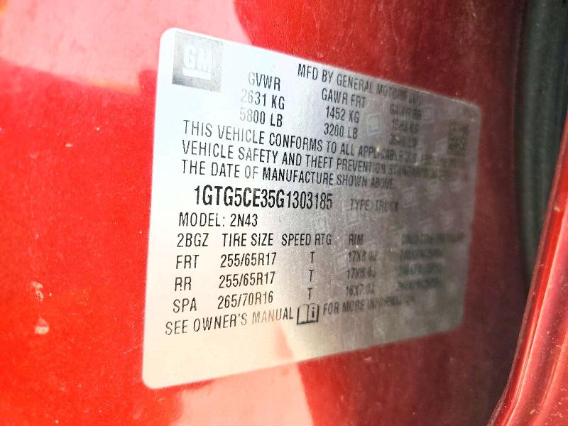 47096666 :رقم المزاد ، 1GTG5CE35G1303185 vin ، 2016 Gmc Canyon مزاد بيع